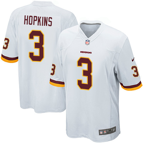 Men's Game Dustin Hopkins Nike Jersey White Road - #3 NFL Washington Redskins